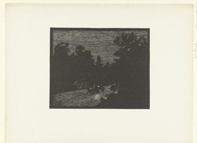Landschaft mit Kutsche, die von einem Pferd bei Nacht gezogen wird von Georges Charles Victor Léopold Hugo