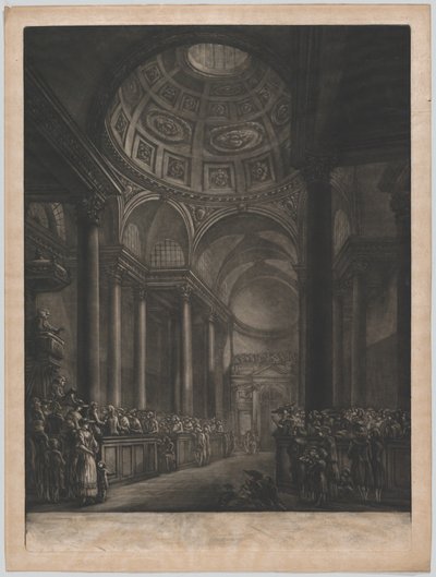 Ansicht des Inneren von St. Stephens Walbrook, nach der Zeichnung in seiner Majestät..., ca. 1767 von Georges François Blondel