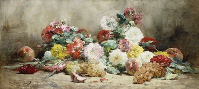 Nelken, Rosen, Trauben und Pfirsiche von Georges Jeannin