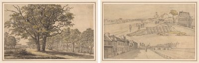 Landschaft (recto) Zwei Ansichten von Paris (verso) von Georges Michel