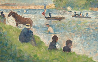 Pferd und Boote (Studie für "Badegäste in Asnières") von Georges Pierre Seurat