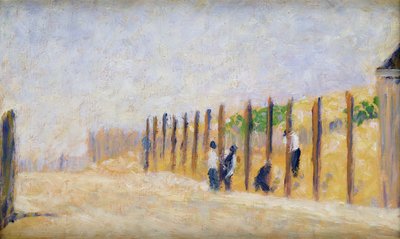 Das Einsetzen der Pfosten, ca. 1882 von Georges Pierre Seurat