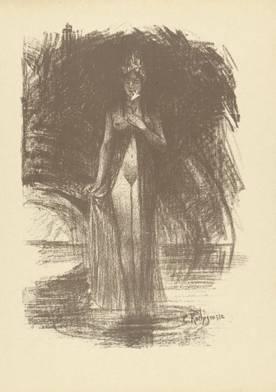 Nackte Frau mit Blume stehend im seichten Wasser als Erscheinung von Georges Rochegrosse