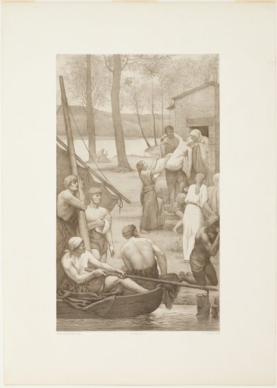 Pastorales Leben der Heiligen Genoveva (linkes Panel) von Georges William Thornley