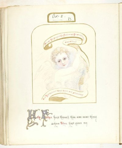 Ohne Titel [Cherub und religiöser Text], 1855-68 von Georgina Cowper
