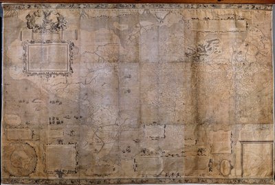 Geografische Weltkarte. Karte der niederländischen Schule nach der Projektion von Gerard Mercator (1512-1594) von Gerard (after) Mercator