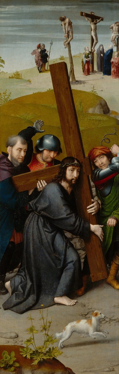 Christus trägt das Kreuz, mit der Kreuzigung, ca. 1510 von Gerard David