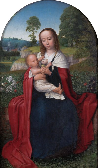 Maria mit Kind in einer Landschaft von Gerard David