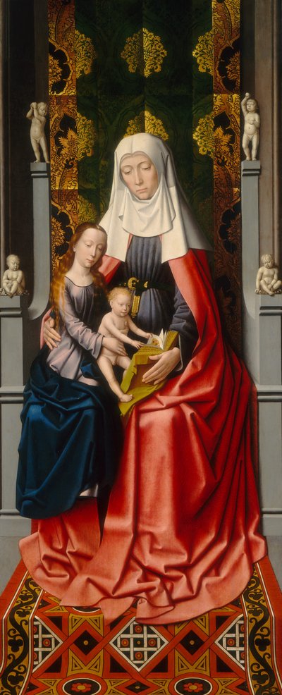 Der Heilige Anna Altar: Heilige Anna mit der Jungfrau und dem Kind [Mittelteil], ca. 1500-1520 von Gerard David