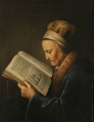 Alte Frau beim Lesen von Gerrit Dou