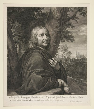 Philippe de Champaigne, in einer Landschaft stehend von Gérard Edelinck