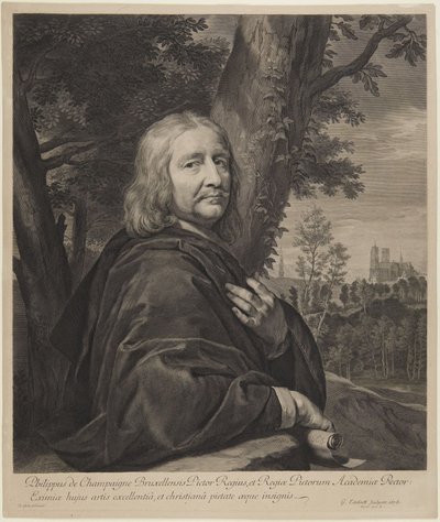 Selbstporträt von Philippe de Champaigne (Robert-Dumesnil VII, 239, Nr. 164, Zustand II) von Gérard Edelinck