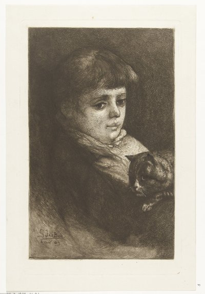 Porträt von Eleonora Bos mit Katze von Gerard Jan Bos