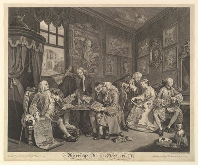 Marriage A-la-Mode, Platte I, 1. April 1745 von Gerard Jean Baptiste Scotin
