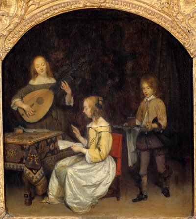 Das Konzert: Sänger und Spieler der Laute Theorbe von Gerard ter Borch