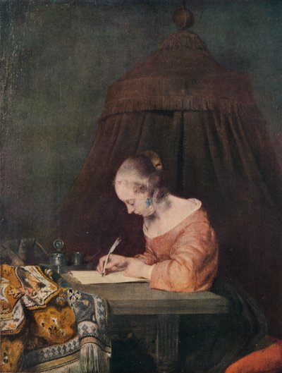 Frau, die einen Brief schreibt, ca. 1655, 1938 von Gerard Terborch II