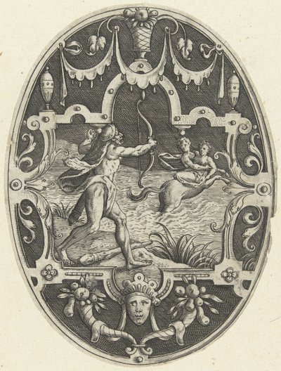 Herkules erschießt den Zentauren Nessus, der Deianira zu entführen versucht von Gerard de Jode
