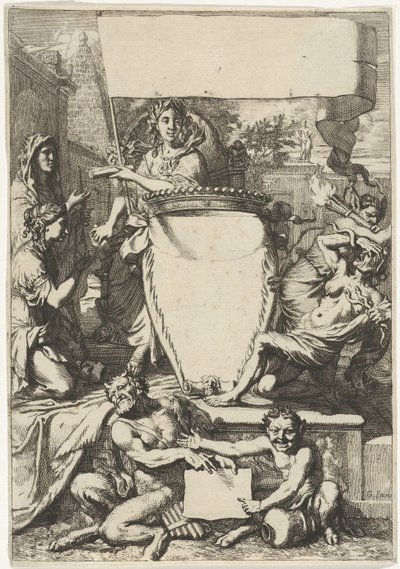 Kartusche umgeben von allegorischen Figuren von Gerard de Lairesse