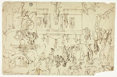 Kopien nach Illustrationen von Statuen und Gemälden; Maße für ein männliches Skelett von Gerard de Lairesse
