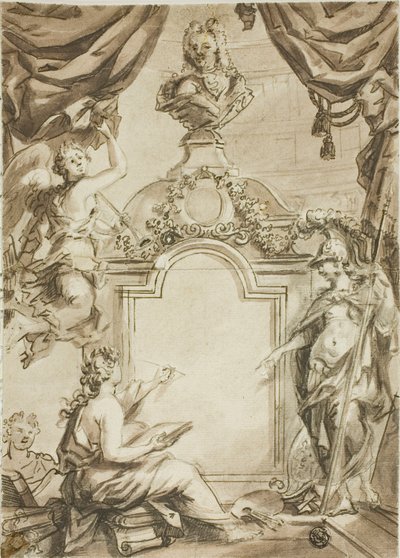 Entwurf für Titelseite: Clio diktiert Minerva von Gerard de Lairesse