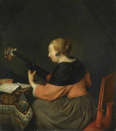 Eine Dame, die Laute spielt von Gerard ter Borch