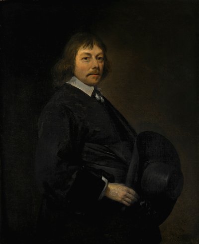 Porträt eines Mannes, der seinen Hut hält von Gerard ter Borch