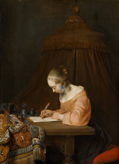 Frau schreibt einen Brief, um 1655 von Gerard ter Borch