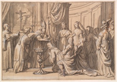 Harold Klak und seine Familie werden in Mainz getauft von Gerard van Honthorst