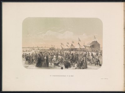 Schaatsen op de Maas te Rotterdam, 1855 von Gerardus Johannes Bos