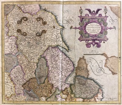 Yorkshire, Lincolnshire, Staffordshire, Nottinghamshire, Leicestershire, Rutland und Norfolk, Großbritannien von Gerardus Mercator
