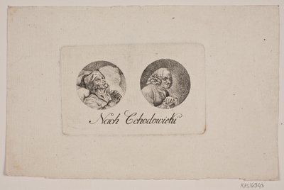 Blatt mit zwei Tondo-Porträts von Gerhard Ludvig Lahde