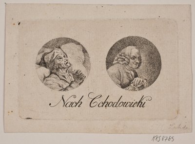 Blatt mit zwei Rundporträts von Gerhard Ludvig Lahde