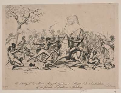 Ein österreichischer Kavallerieangriff wird in der Schlacht bei Austerlitz abgewehrt von Gerhard Ludvig Lahde