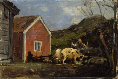 Schweine im Mondlicht von Gerhard Munthe