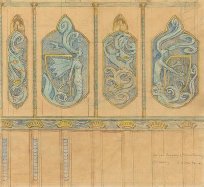 Entwurf für das Speisezimmer auf Lagåsen von Gerhard Munthe
