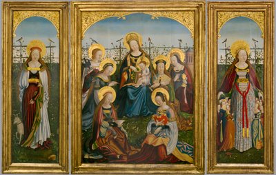 Triptychon der Jungfrau und des Kindes mit Heiligen von German