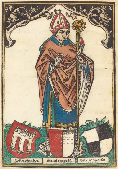 Bischof von Augsburg mit drei Wappen von German 15th Century
