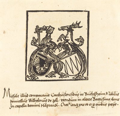 Exlibris von Wilhelm von Zell von German 15th Century
