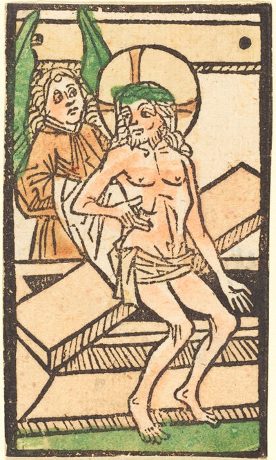 Christus sitzt auf seinem Grab mit einem Engel von German 15th Century