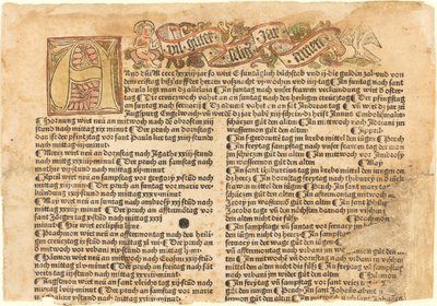 Initiale A und ein Neujahrswunsch von German 15th Century