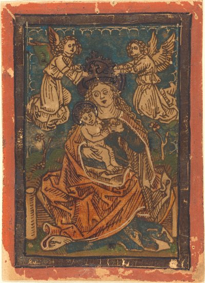 Madonna mit Kind auf einer Grasbank mit Engeln von German 15th Century