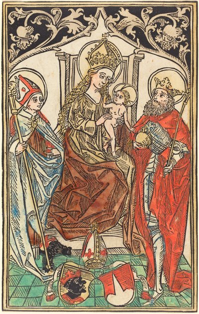 Die Madonna und das Kind auf dem Thron, mit den Heiligen Korbinian und Sigismund von German 15th Century