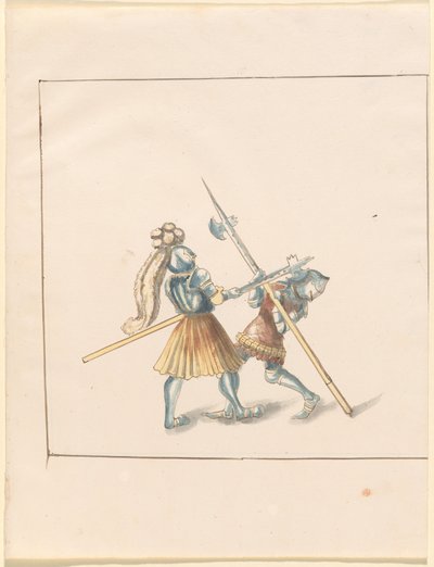 Freydal, Das Buch der Turniere und Turniere von Kaiser Maximilian I.: Kämpfe zu Fuß (Turniere)(Band III): Tafel 142 von German 16th Century