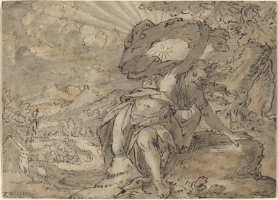 Allegorische weibliche Figur in einer Landschaft [recto] von German 17th Century