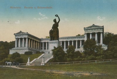 Bavaria-Statue und Ruhmeshalle, München. Postkarte von 1913. von German Photographer