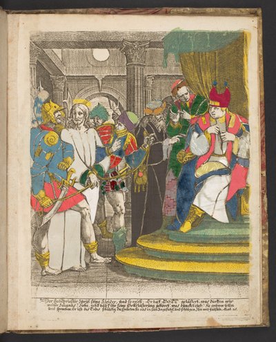 Eine Seite aus einer Serie von Gravuren zu Themen aus dem Leben Jesu Christi, ca. 1725 von German School