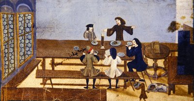 Eine Tavernen-Innenszene mit trinkenden Figuren, ca. 1690 von German School
