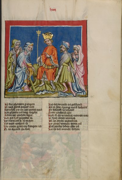 Aaron verwandelt den Stab in eine Schlange aus Weltchronik Ms. 33, fol. 73, ca. 1400-10 von German School