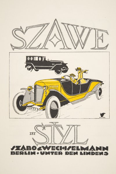 Werbung für Szawe (Szabo & Wechselmann), aus Styl, veröffentlicht 1922 von German School