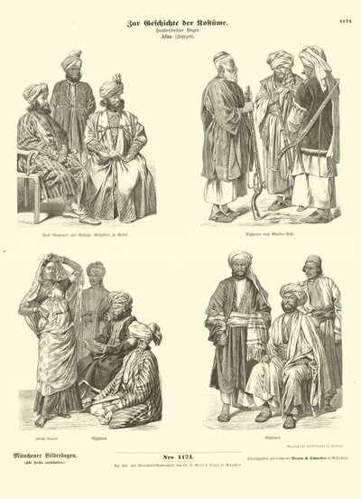 Afghanische Kostüme, 19. Jahrhundert von German School